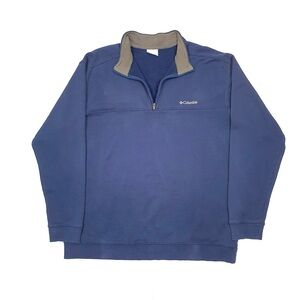 Vintage Columbia Logo Sweatshirt L Gorpcore 1/4 Zip Blue Embroidered Collared